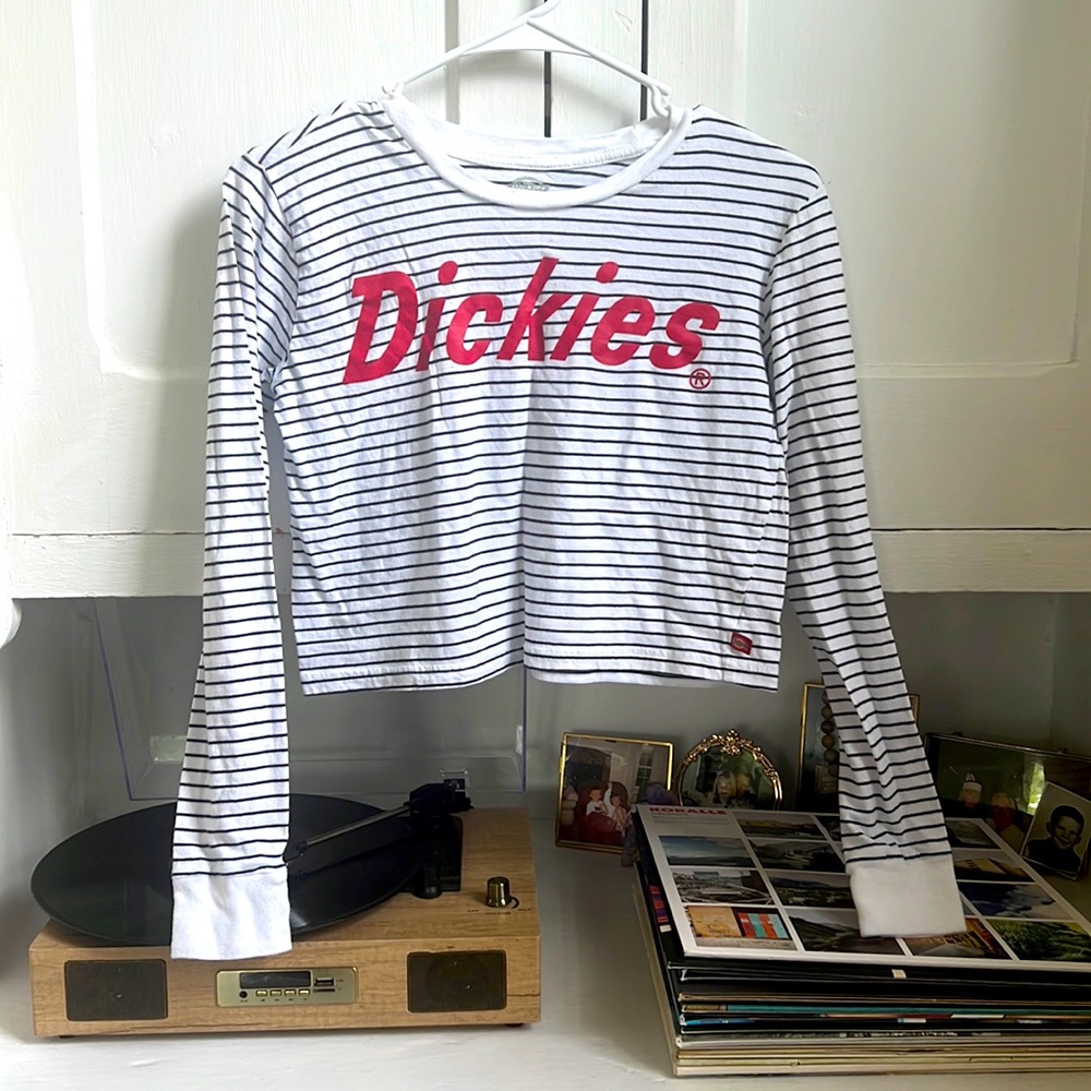 Striped Cropped Dickies Long Sleeve Shirt